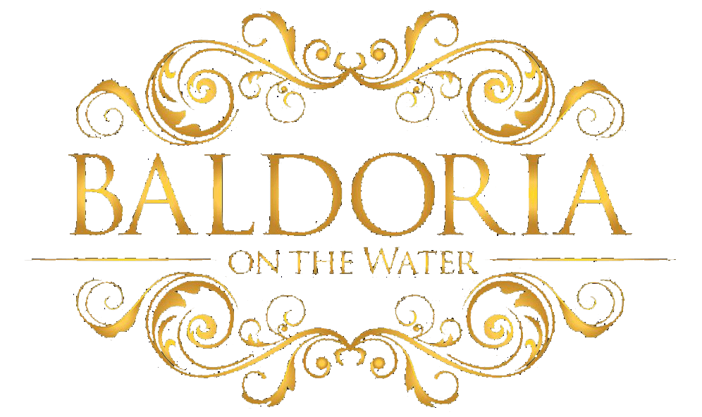 Ornate gold decorative design featuring the text "Baldoria on the Water.